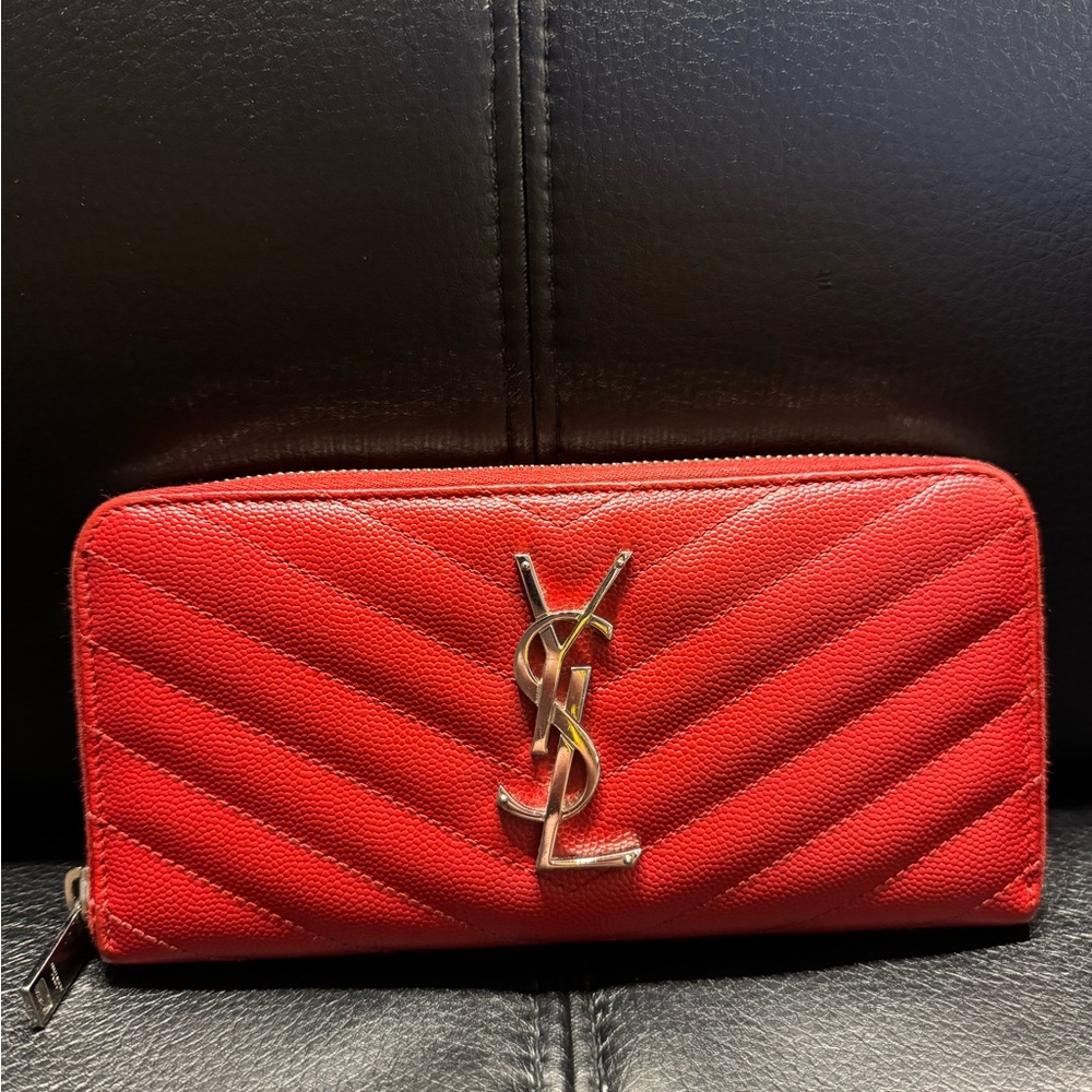 Authentic Original YSL Red Zippy long wallet Pre-Loved